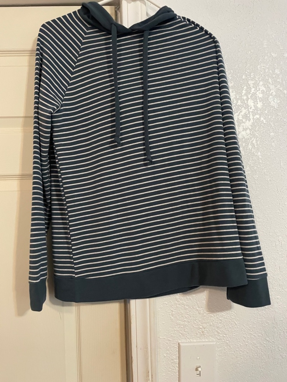 Staccato Green and White Striped Hoodie Sweatshirt